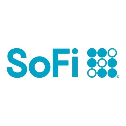 The word 'SoFi' appears in teal next to the company's logo against a white background.