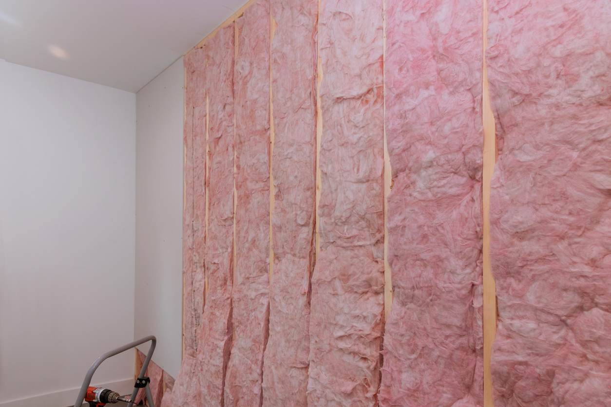 Pink fiberglass insulation.