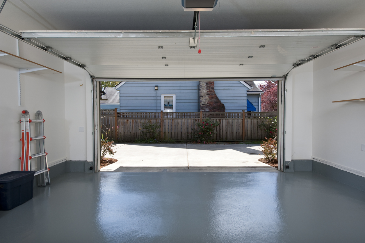 Clean, open home garage.