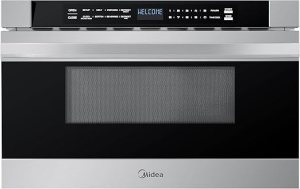 A Midea drawer microwave oven on a white background