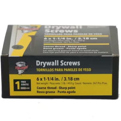 A box of the Pro-Twist Phillips-Drive Coarse-Thread Drywall Screws on a white background.