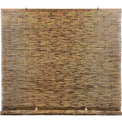 The Radiance Bamboo Outdoor Roll-Up Shade on a white background.