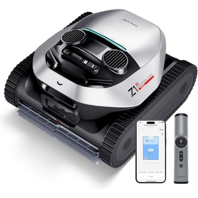 The Dreame Z1 Pro Robotic Pool Cleaner with app on a white background