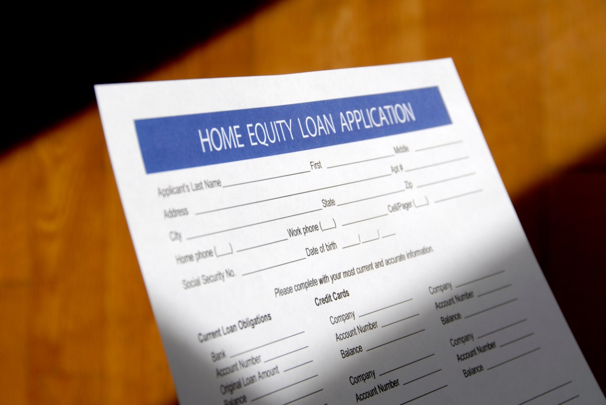 A close up of a home equity loan application.