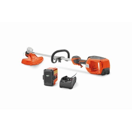 The Husqvarna Weed Eater 320iL With Battery and Charger on a white background.