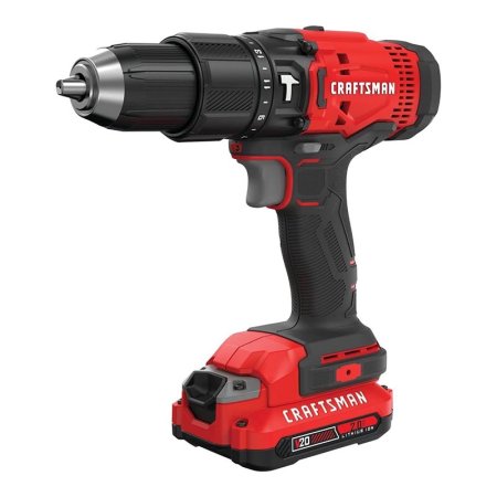  The Craftsman V20 ½-Inch Cordless Hammer Drill Kit on a white background.