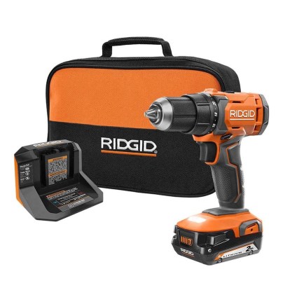 The Ridgid 18V ½-Inch Cordless Drill/Driver Kit on a white background.
