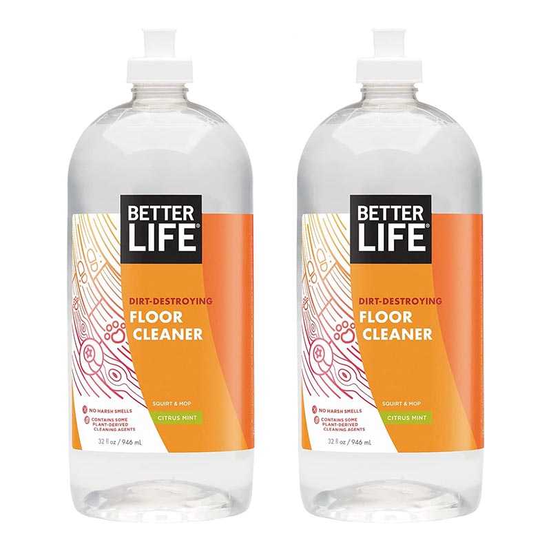 Two bottles of Better Life Dirt-Destroying Floor Cleaner on a white background.
