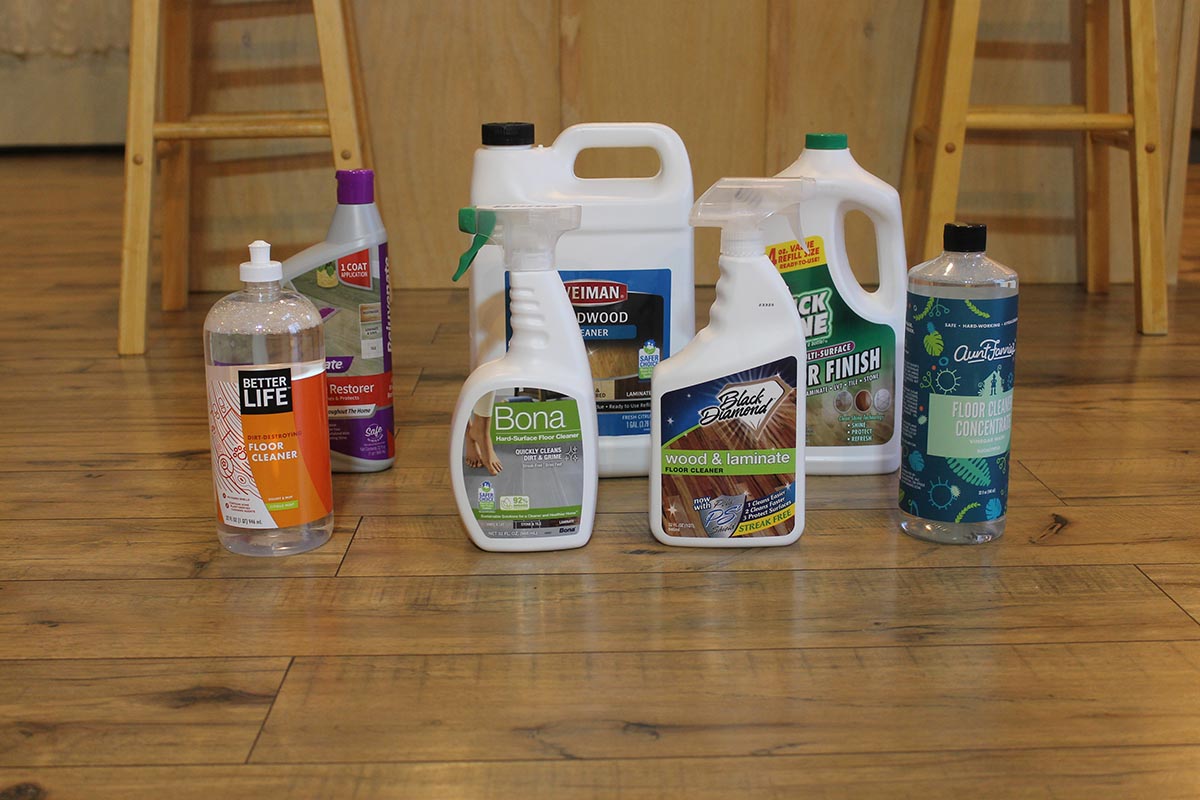 A group of the best laminate floor cleaners grouped together before testing.