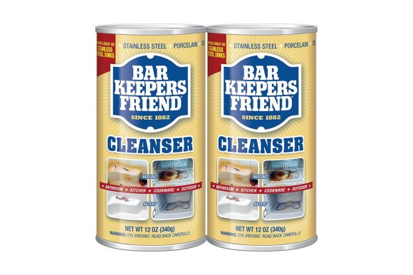 Two cans of Bar Keepers Friend Powder Cleanser on a white background.