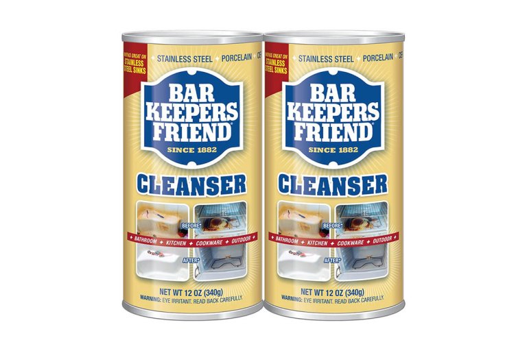  Two cans of Bar Keepers Friend Powder Cleanser on a white background.