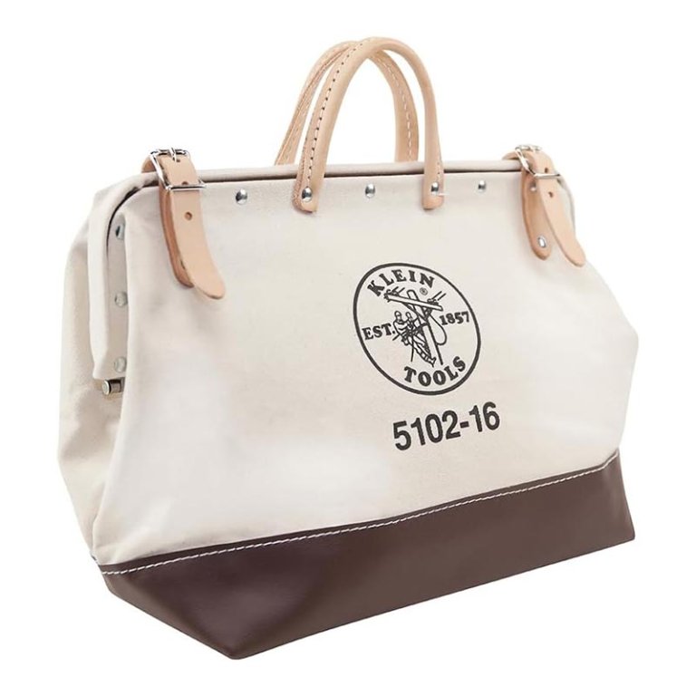  The Klein Tools 16-Inch Canvas Tool Bag on a white background.