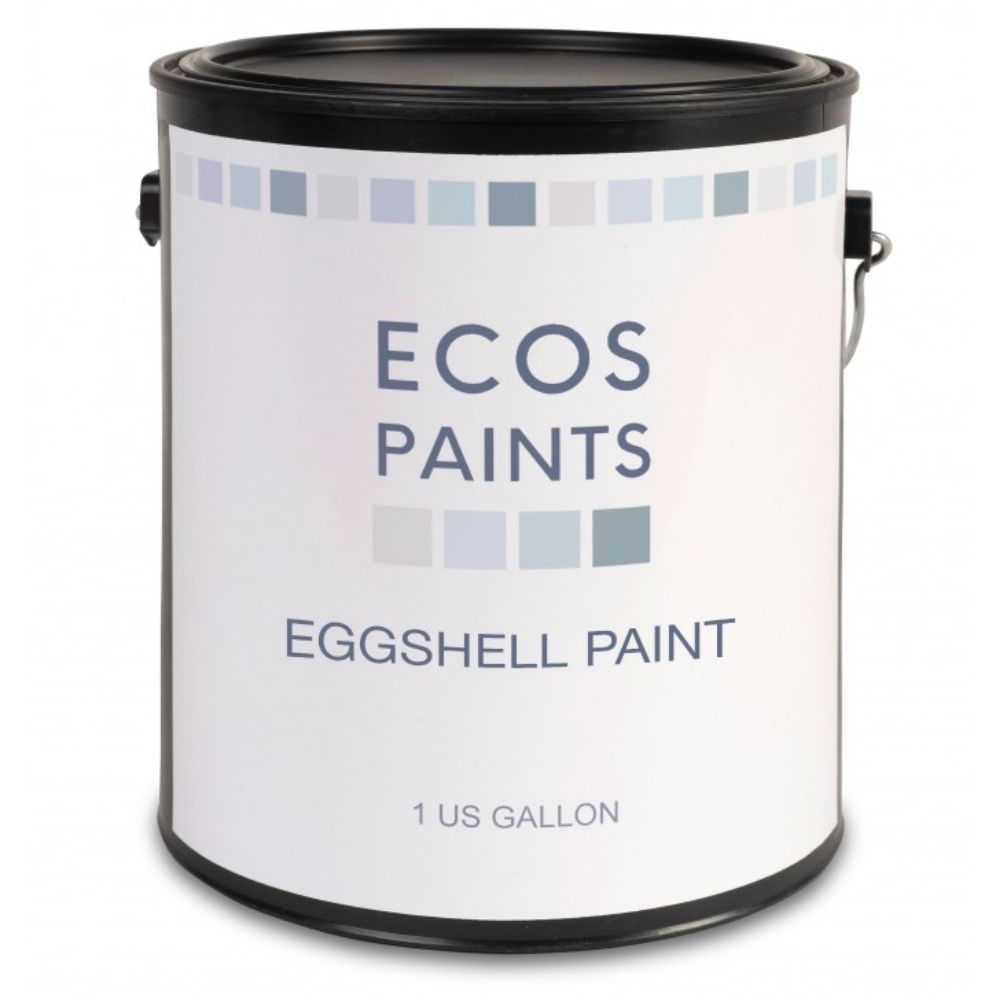A gallon of Ecos Interior Eggshell Paint on a white background.