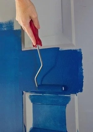 How to Paint a Door - Blue Paneling