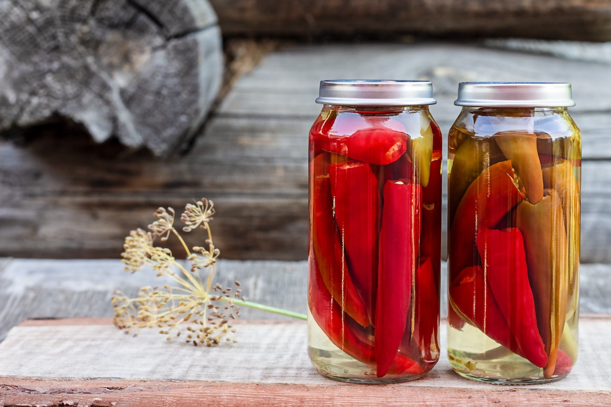 Canned red peppers.