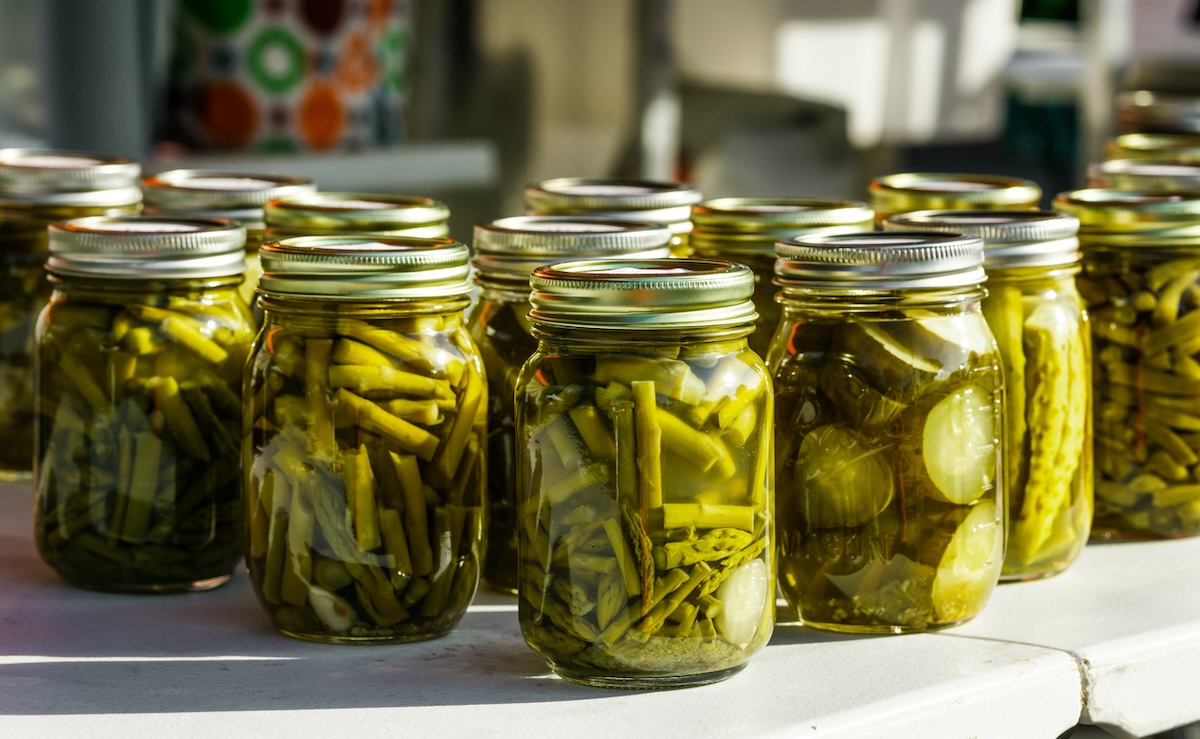 Jars of green beans.