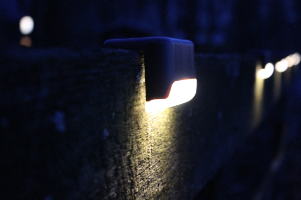 Solpex solar deck light powered on
