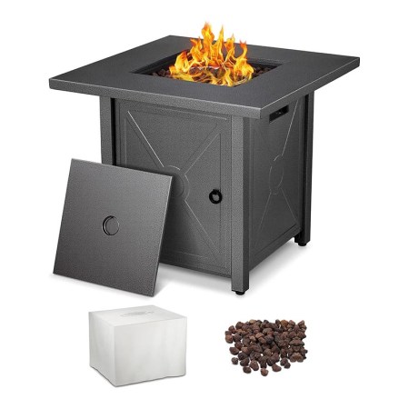 R.W.Flame Propane Fire Pit Table With Glass Cover 