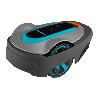 The Gardena 15001-20 Sileno City Automatic Robotic Mower on a white background.