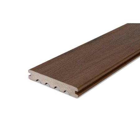  Warm dark brown Armadillo Evolution Decking board on white background