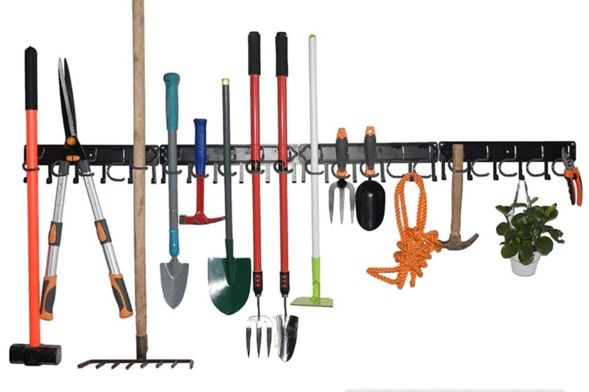 YueTong All-Metal Garden Tool Organizer close-up