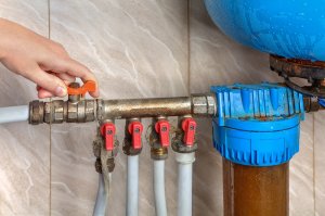 Turning water supply knob for central water system.