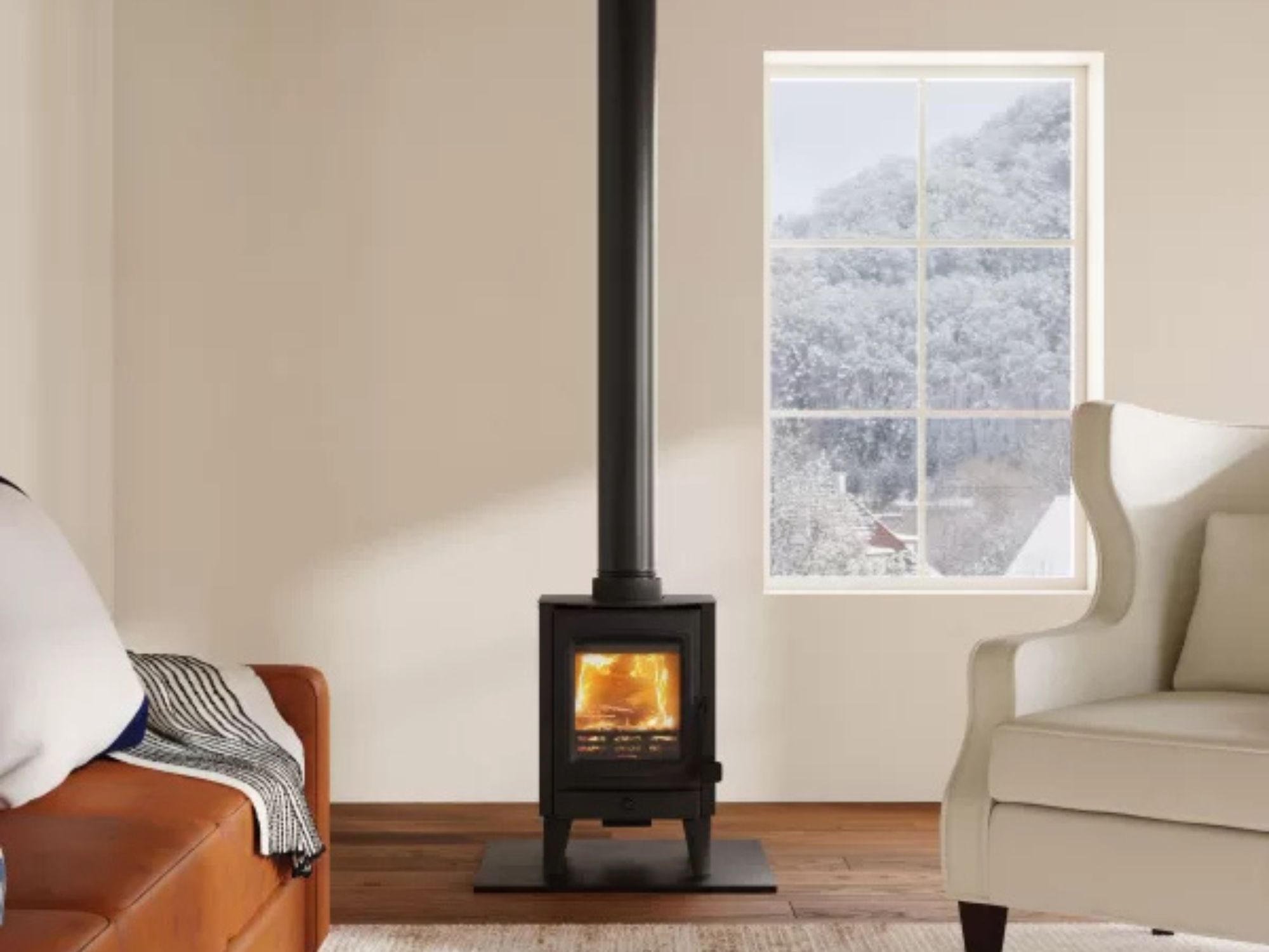 One of the wood stove brands option in the middle of a living room room