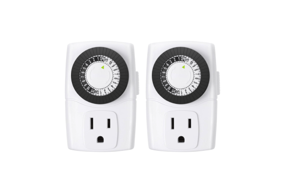 BN-LINK BND-60/U47 Indoor Mini 24-Hour Mechanical Outlet Timer, 3-Prong, 2-Pack