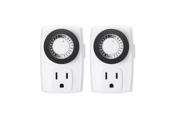 BN-LINK BND-60/U47 Indoor Mini 24-Hour Mechanical Outlet Timer, 3-Prong, 2-Pack