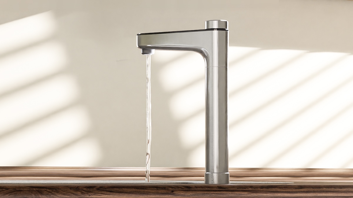 A Waterdrop Filter X12 Reverse Osmosis faucet on a kitchen counter.