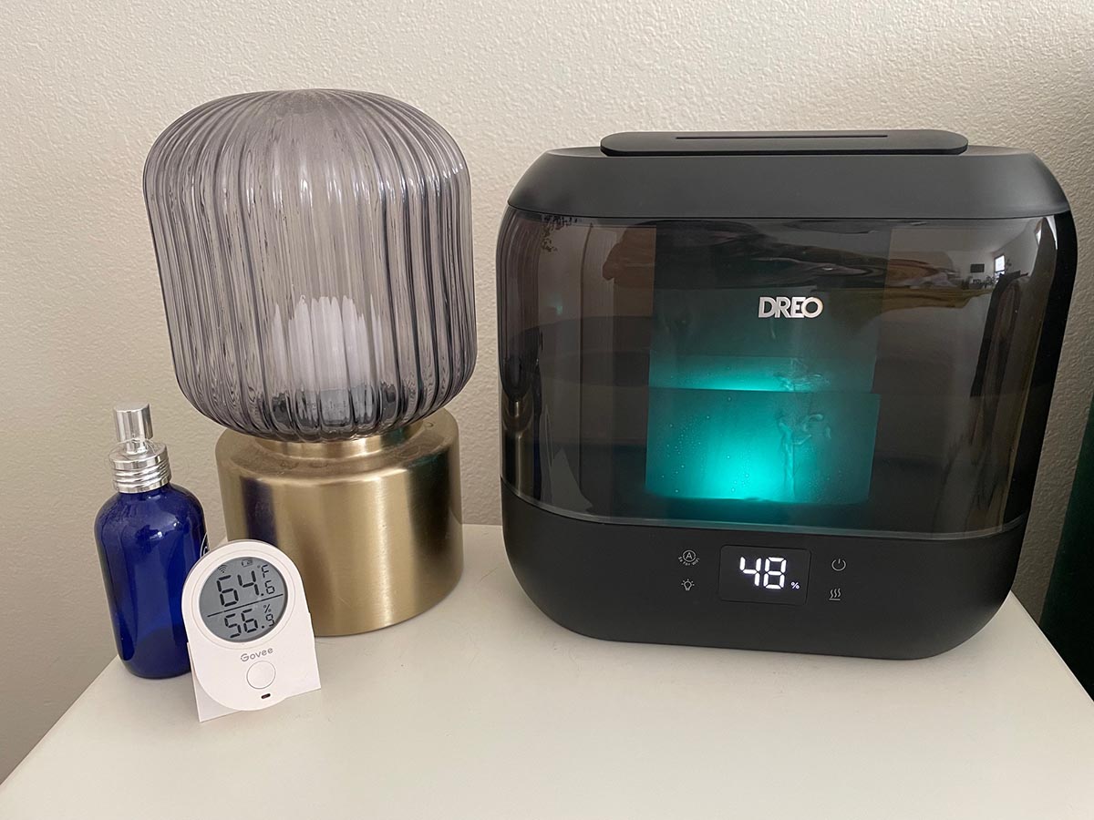 Dreo HM311S 4L Smart Humidifier on bedside table