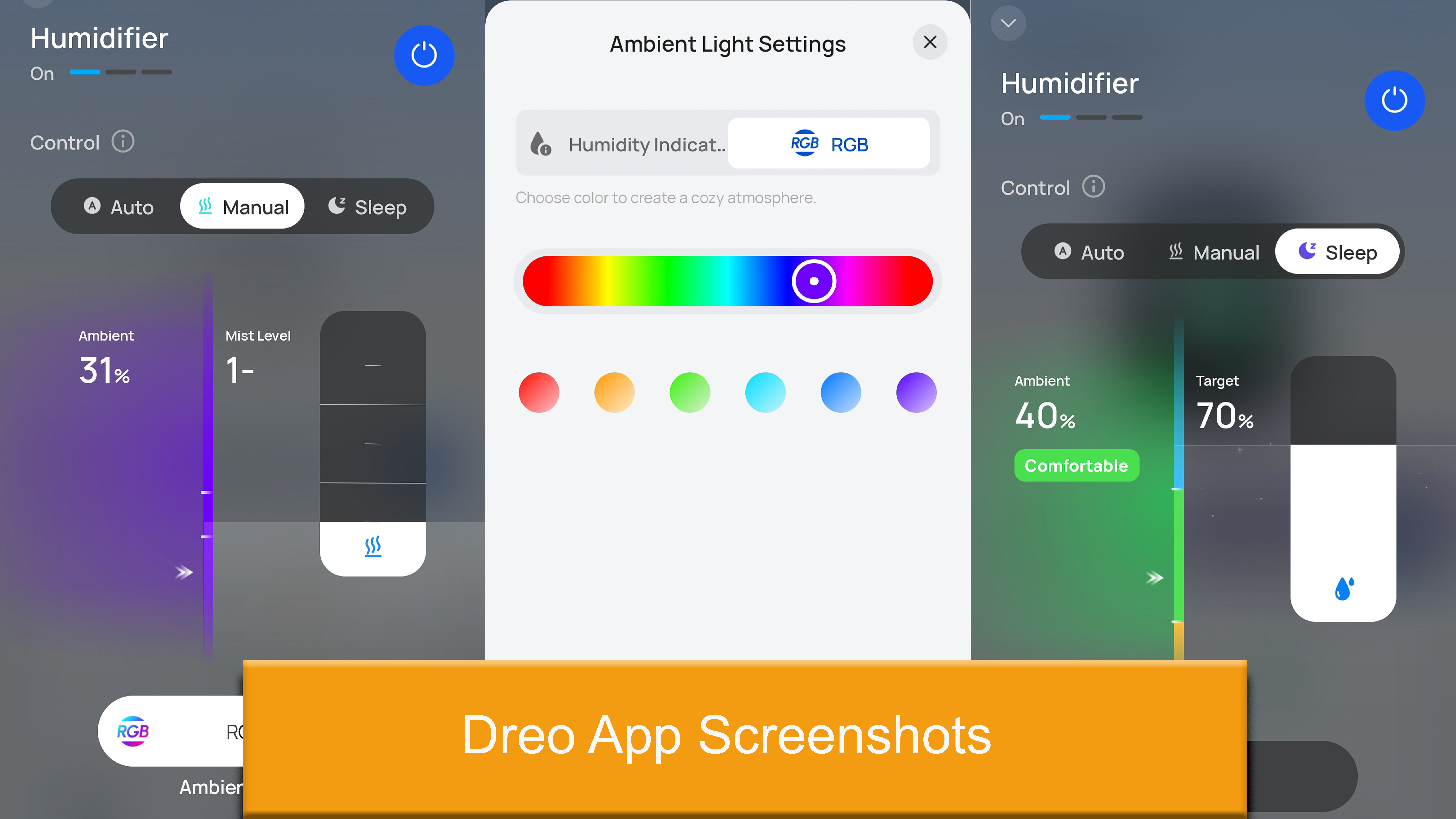 Dreo Smart Humidifier App Screenshots on Smartphone