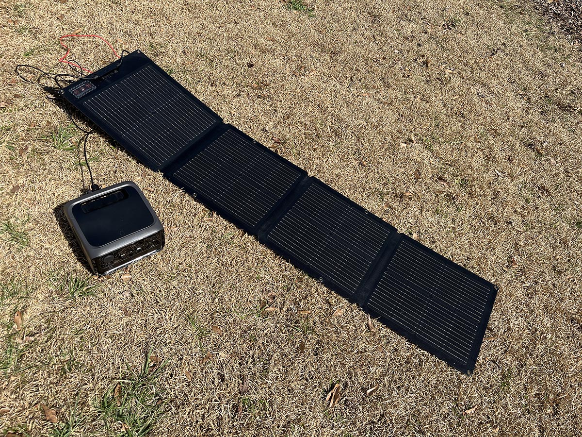 EcoFlow River 3 Plus charging with solar panel