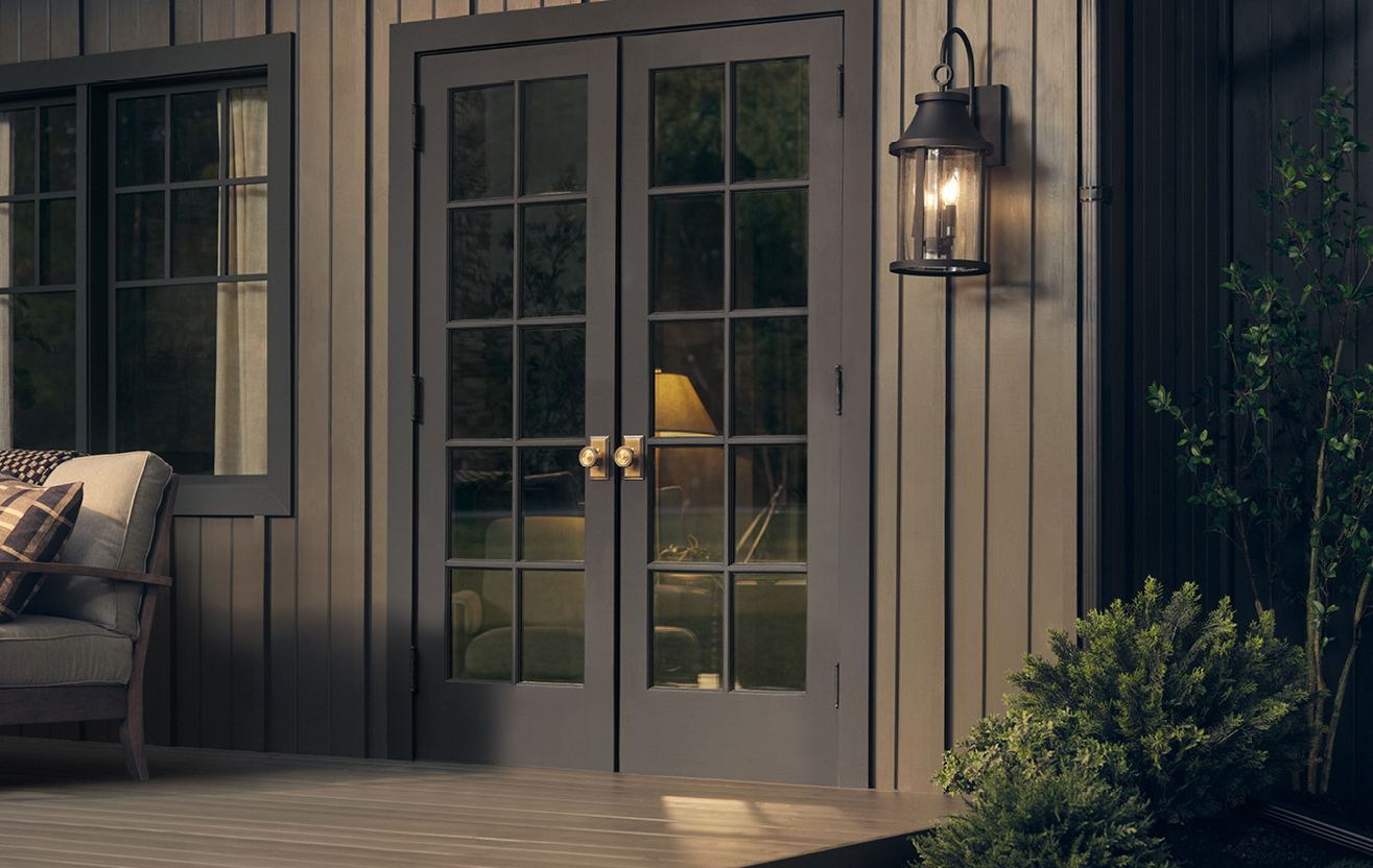 Burnt hickory stained outdoor patio door.