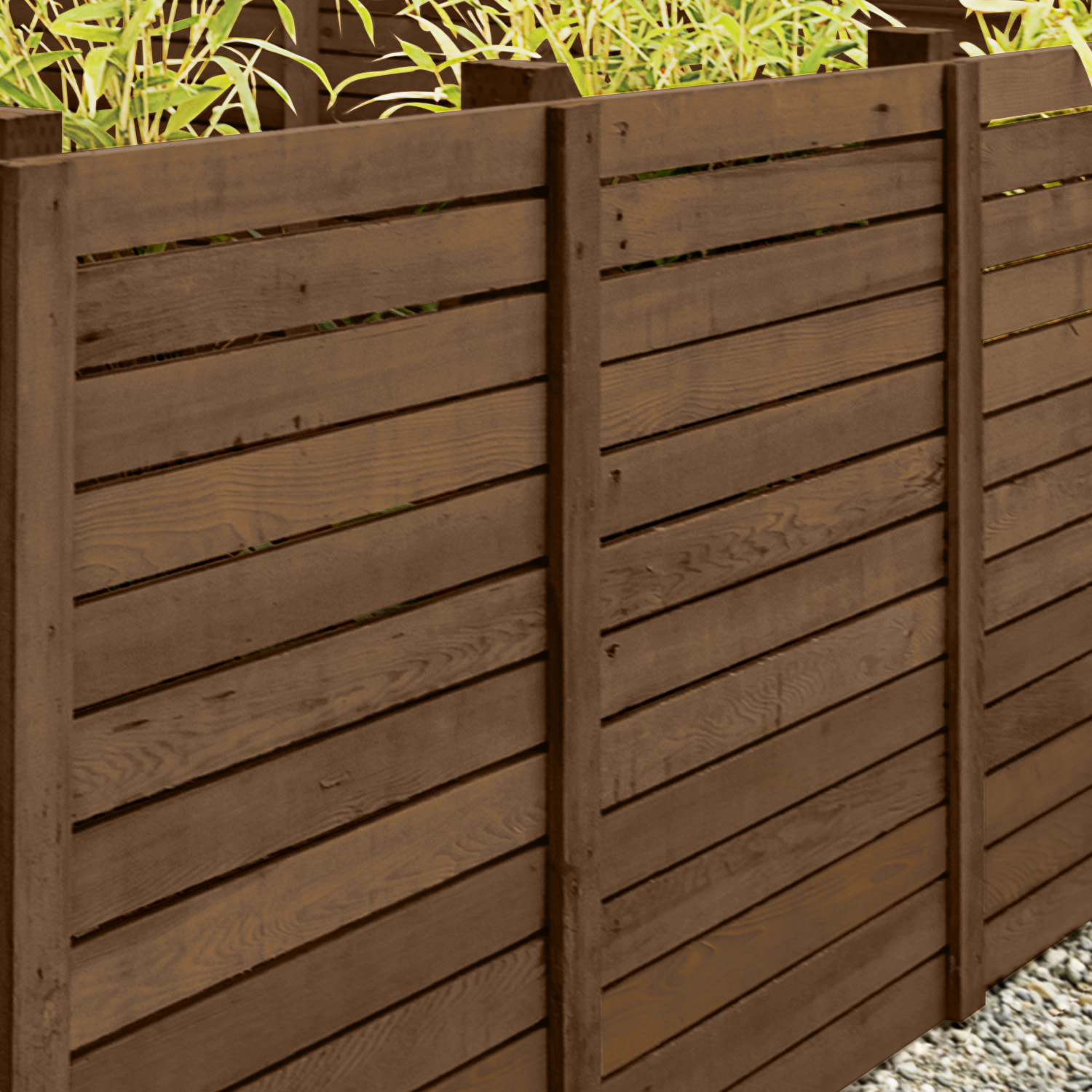 Oxford Brown stained wooden fence.