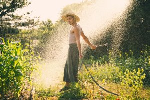 Brian Brigantti, viral homesteader, in his garden.