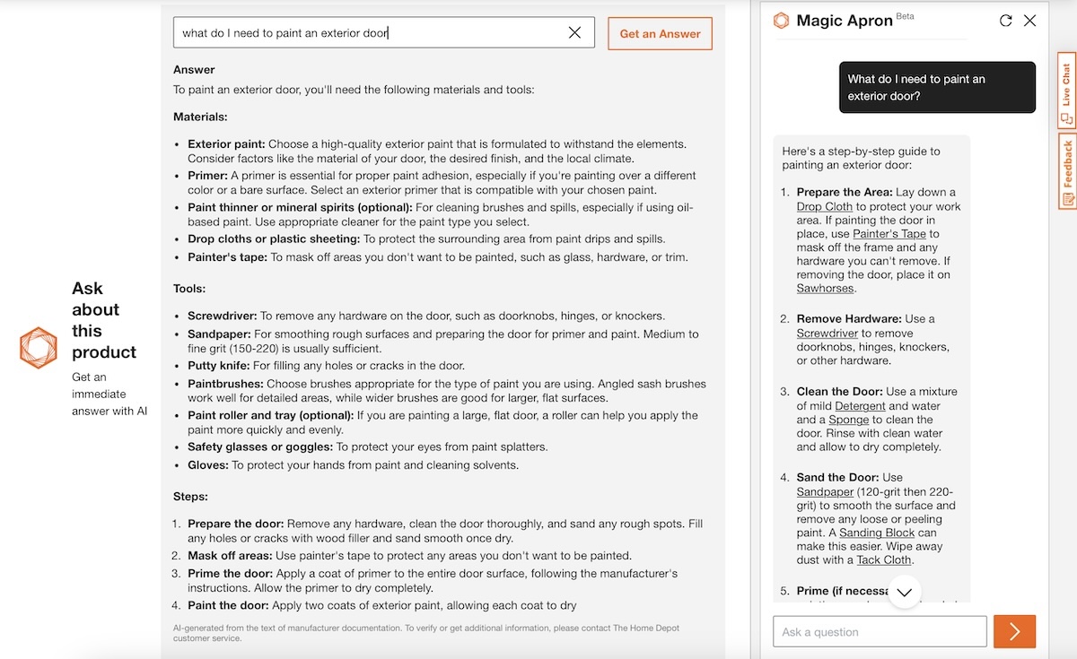 Prompts and questions sent through Magic Apron AI for home renovation ideas.