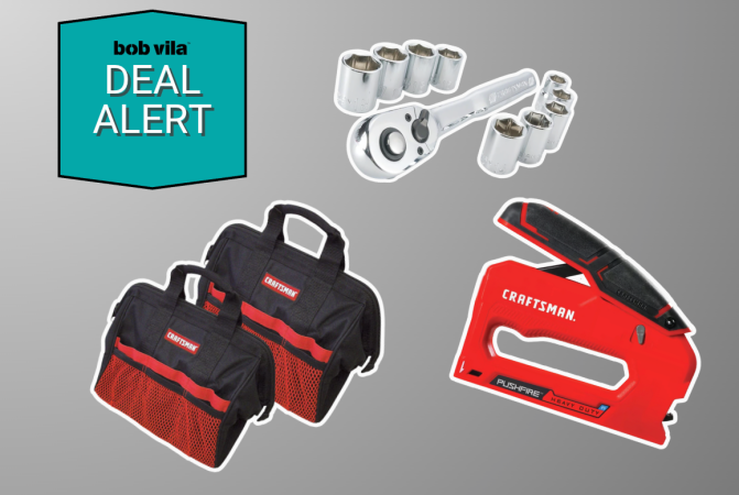 Craftsman tools on gray background