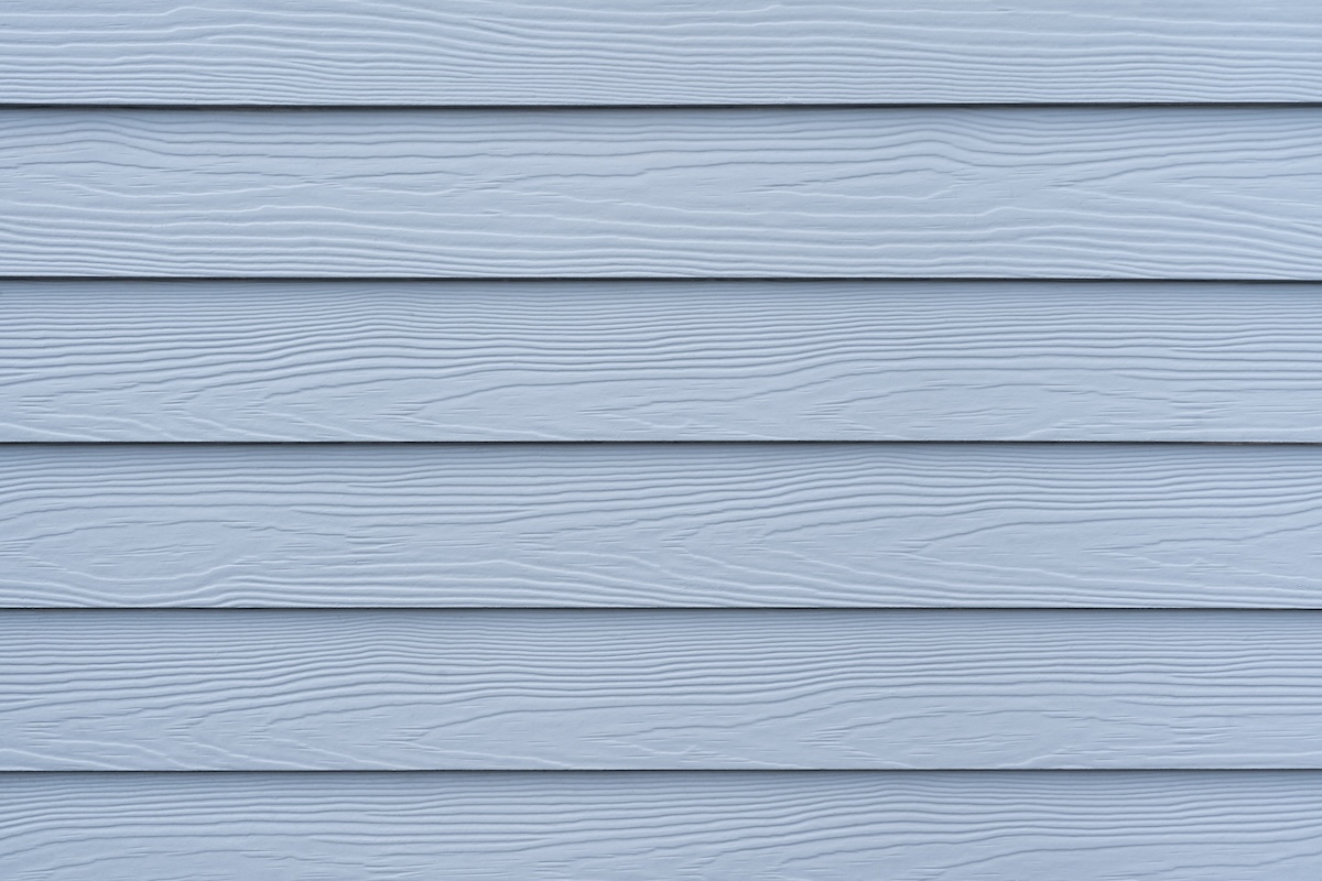 Light blue exterior vinyl siding.