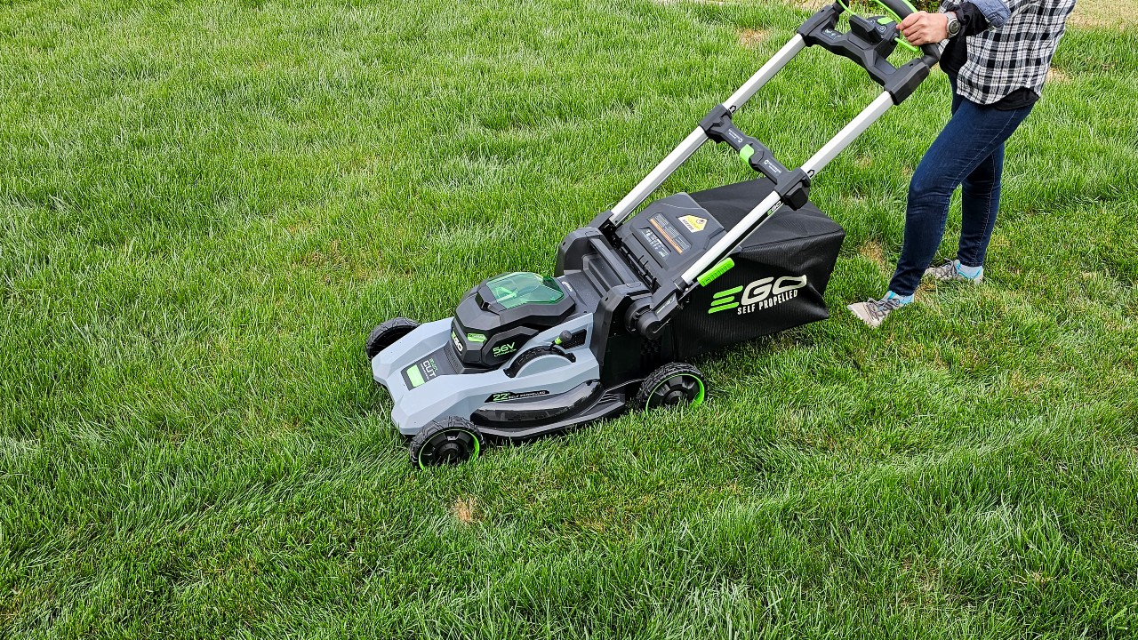 EGO 56V mower mowing