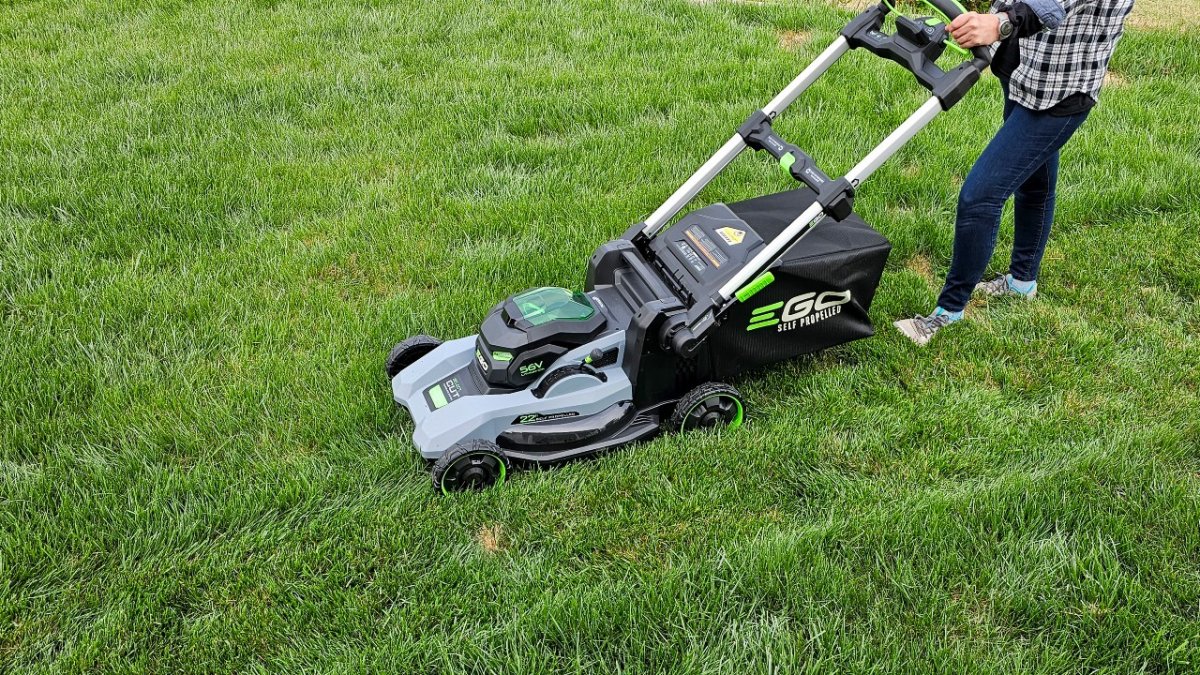 EGO 56V mower mowing