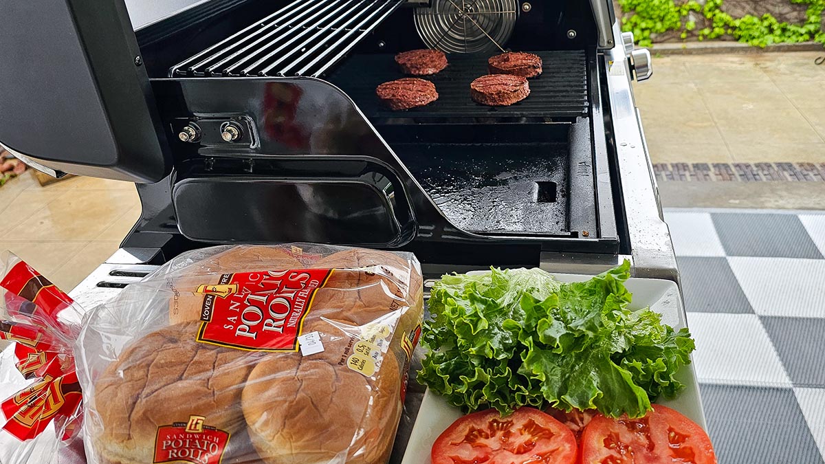 Ninja FlexFlame Grill Review Burgers are almost done