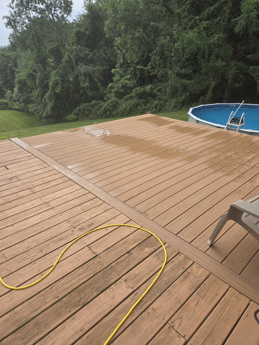 Deck halfway refinished with breaker board