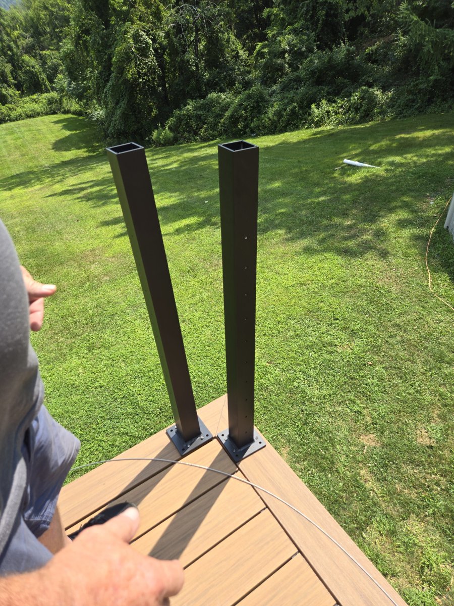 Corner railing posts for new composite deck