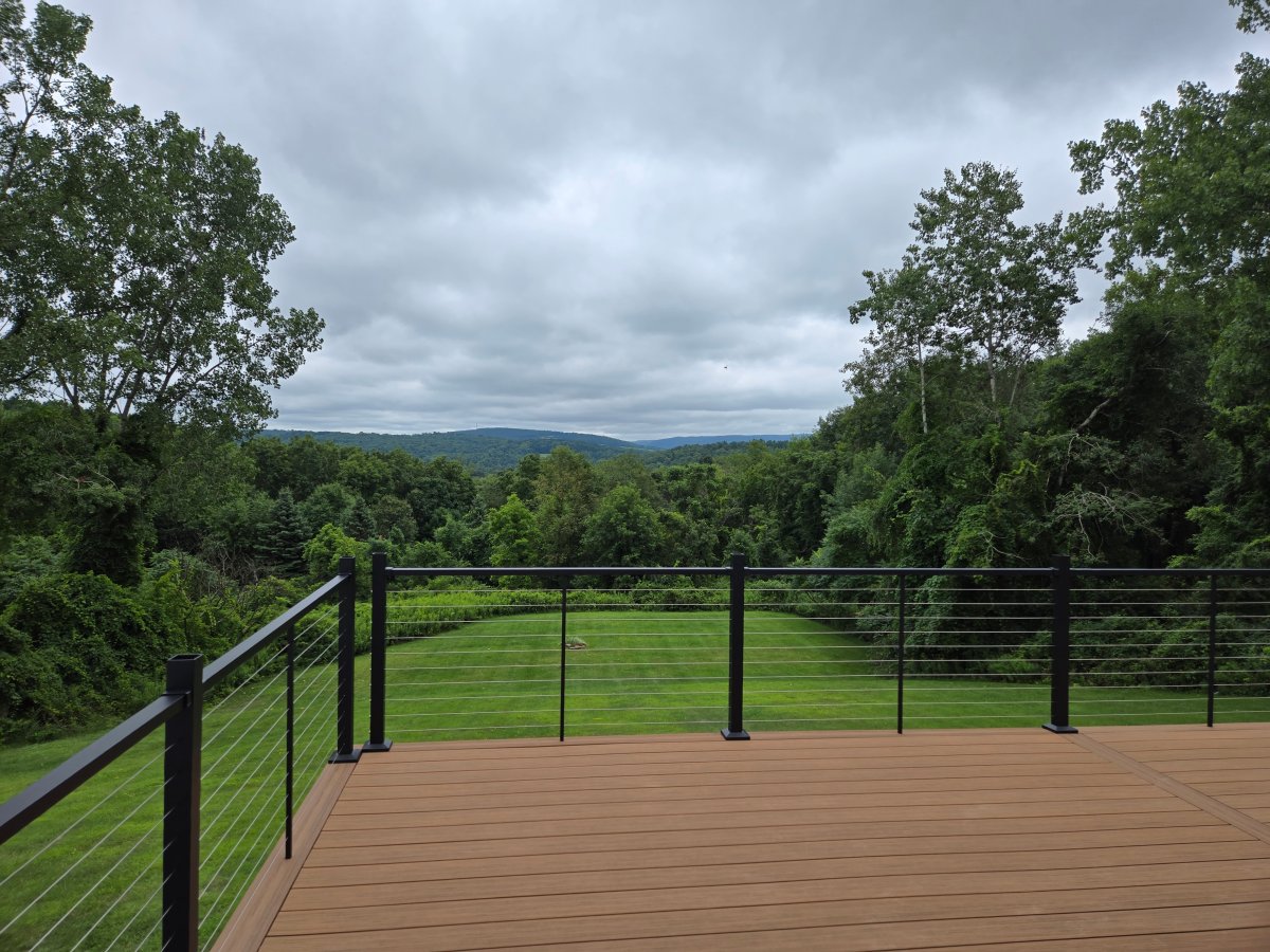 Cable railings installed on new composite deck