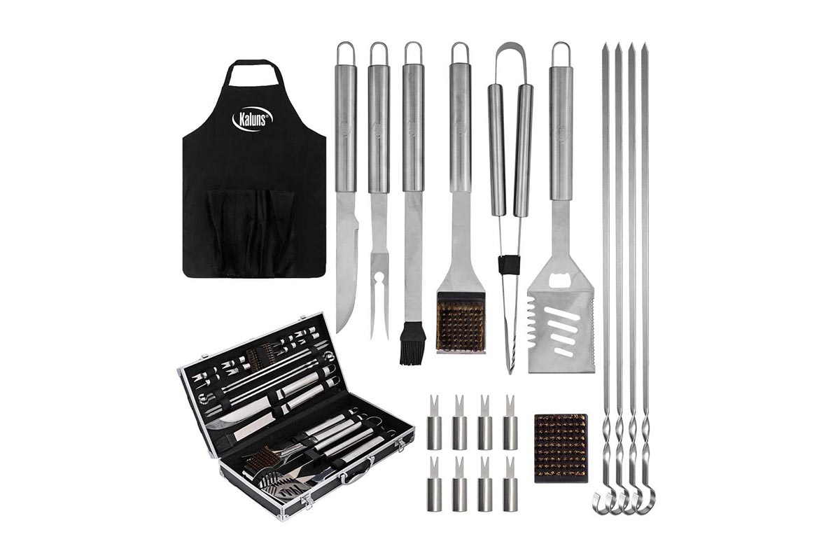 The Best Fathers Day Gifts Option Kaluns Deluxe 21-Piece Stainless-Steel BBQ Tool Set