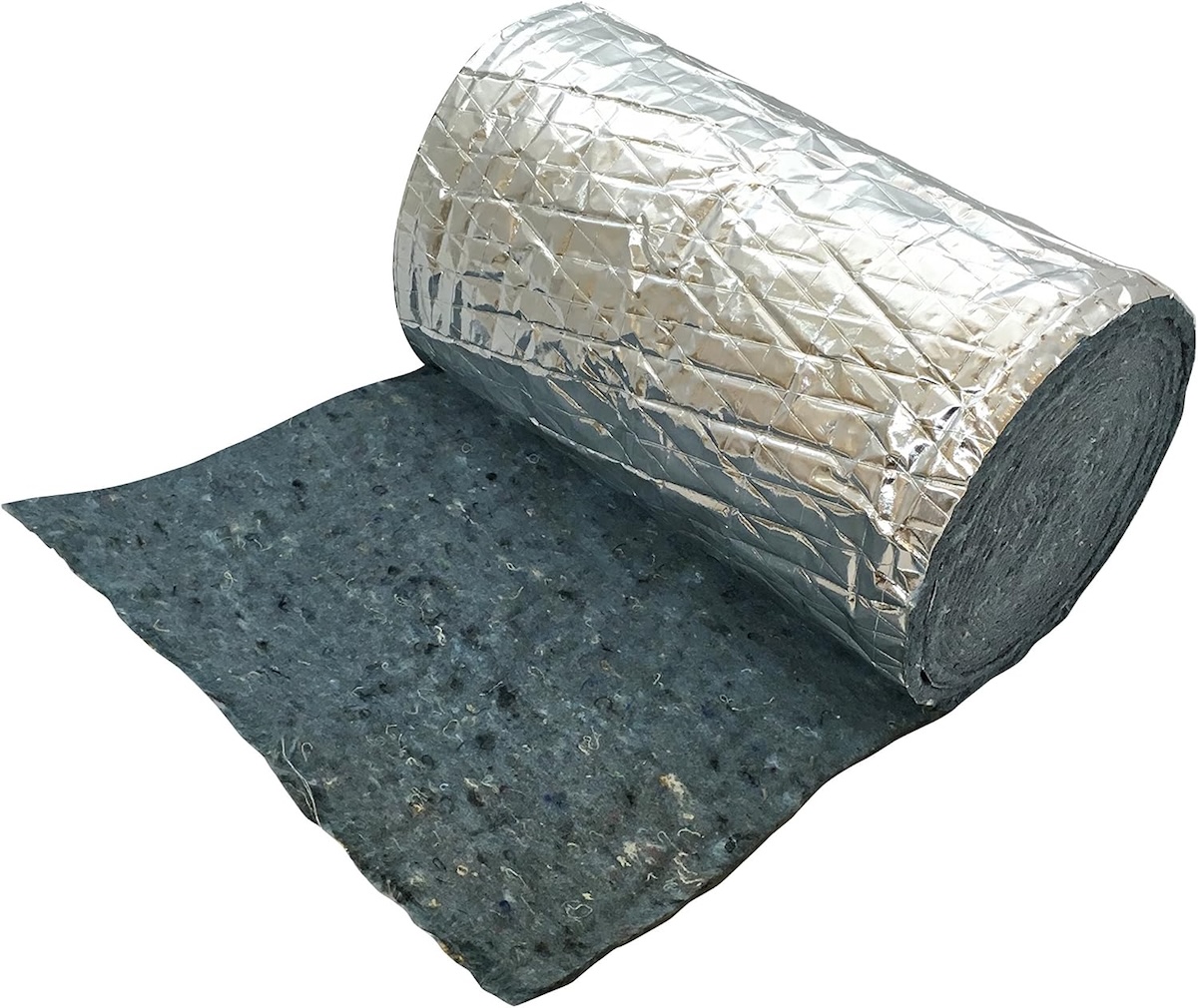 A roll of air duct insulation against a white background.