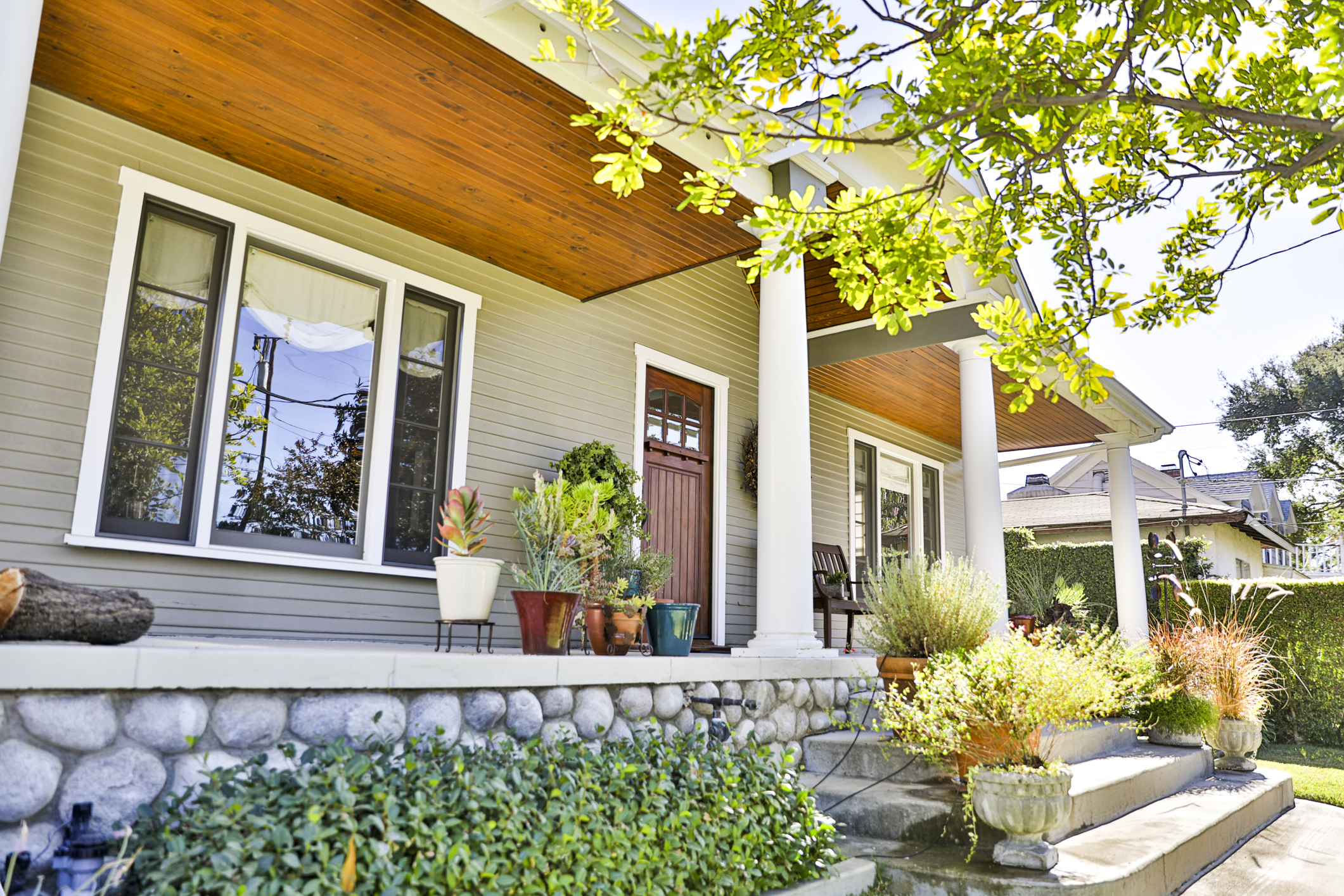 Closeup of Craftsman Bungalow Home porch