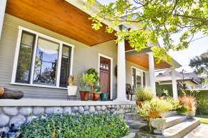 Closeup of Craftsman Bungalow Home porch
