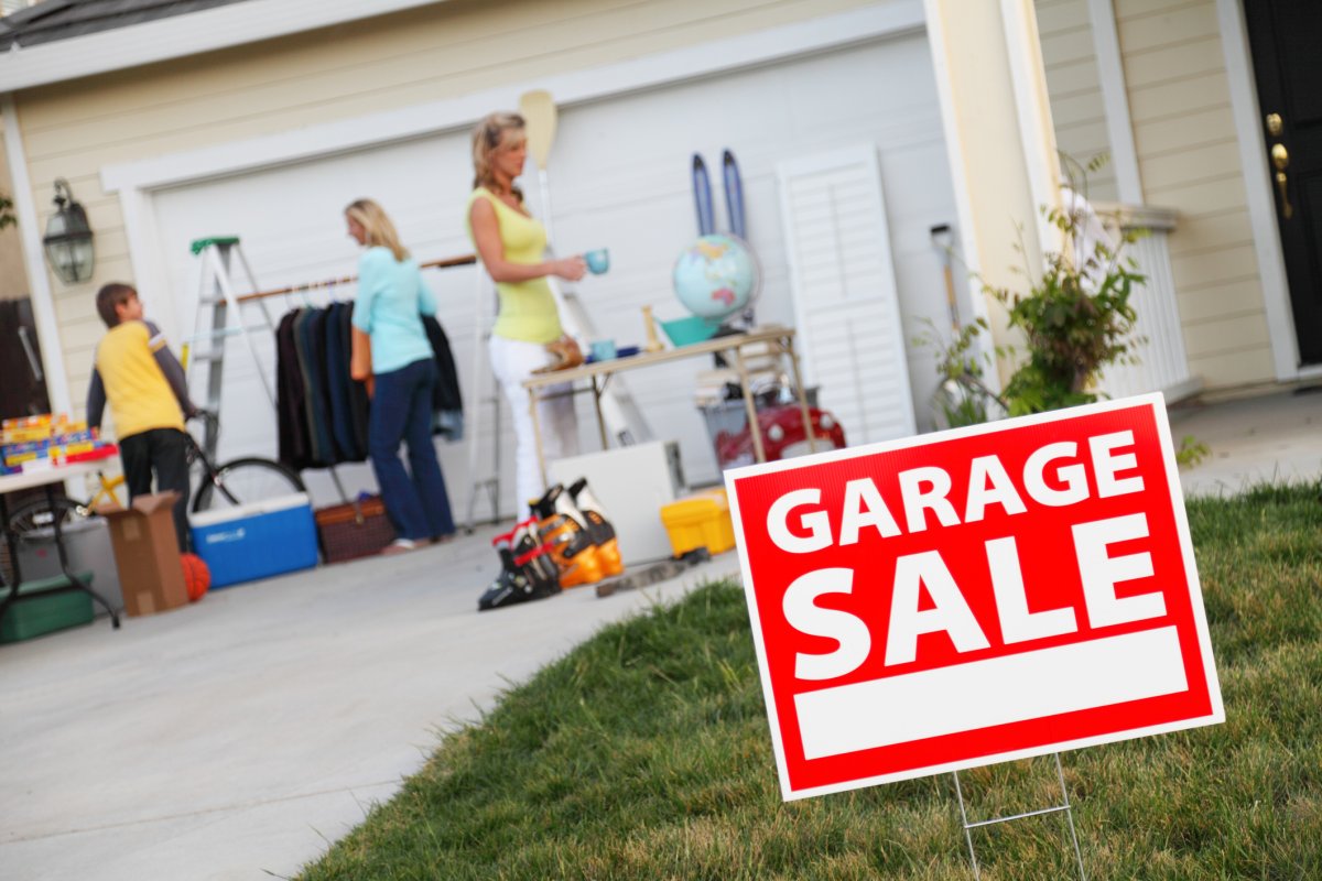 Garage Sale on the front yard of home.